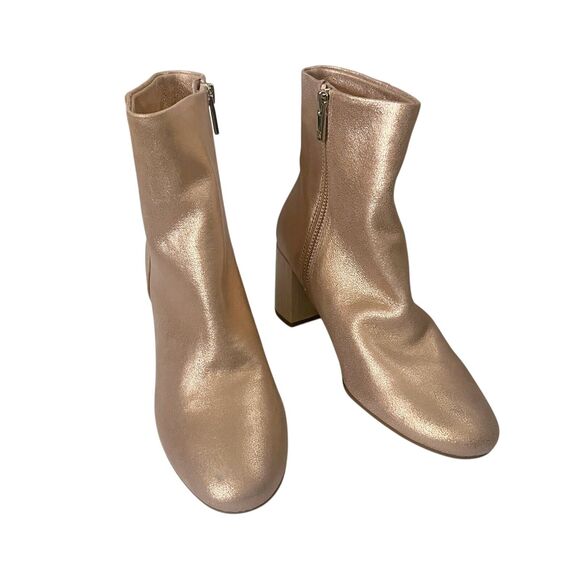 Taryn Rose Cassidy Ankle Boots 5.5B Pink Block Heel Leather Metallic Shiny - Picture 2 of 11